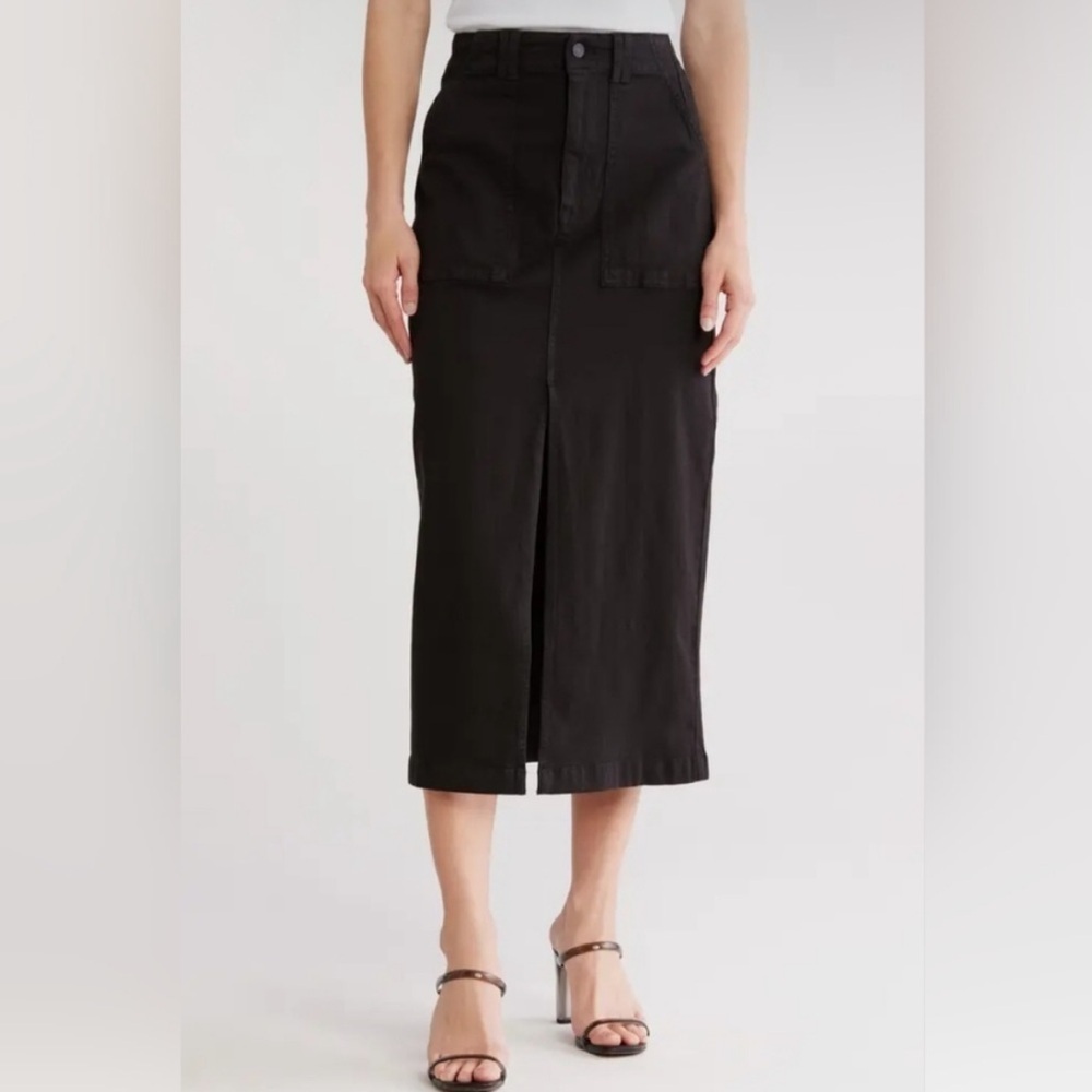 NWT Pistola Women's Pamela Stretch Cotton Elegant  Midi Black Skirt Sz 27/6